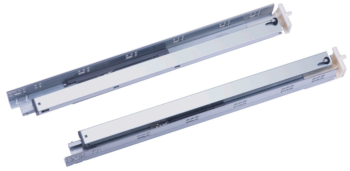 Synchronized push-open drawer slide with bar