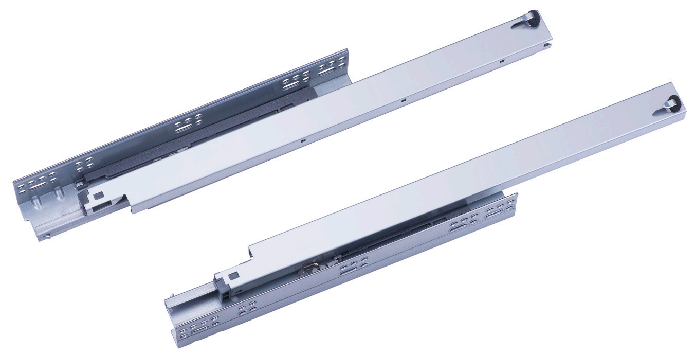 Single-extension soft-close slide with 1D handle