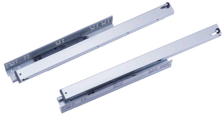 Two-section soft-close undermount drawer slide with pin