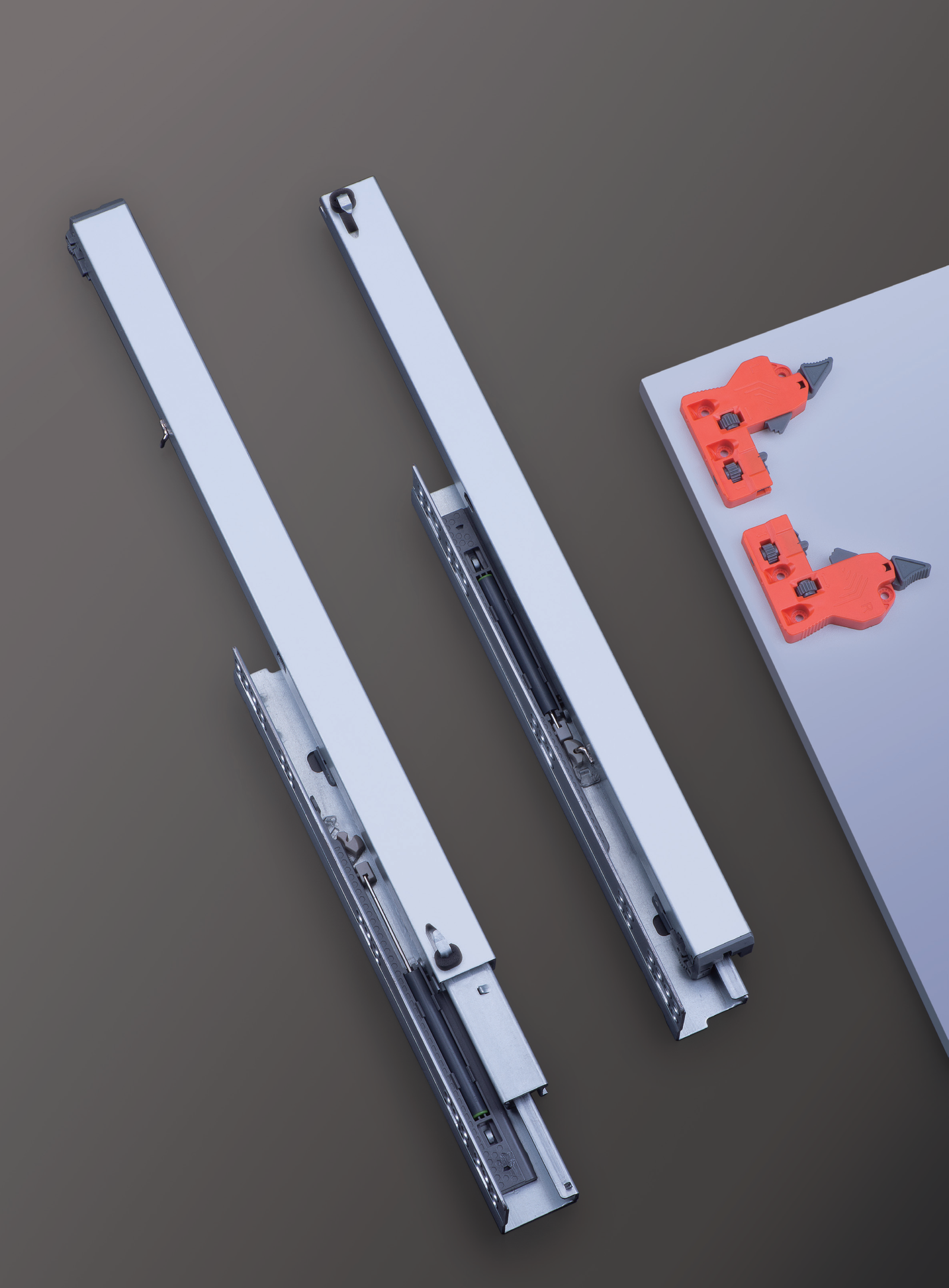 Two-section soft-close drawer slide product kit