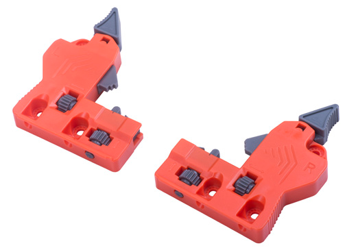 Orange locking pin for push-open drawer slides